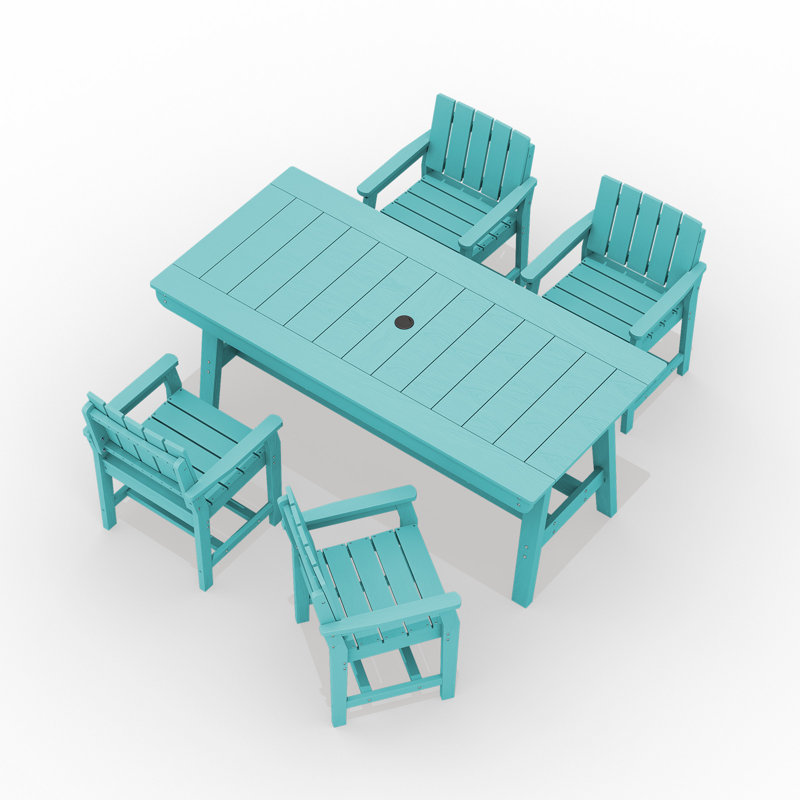 Table de salle à manger d'extérieur en PEHD 67,91 po, Bleu