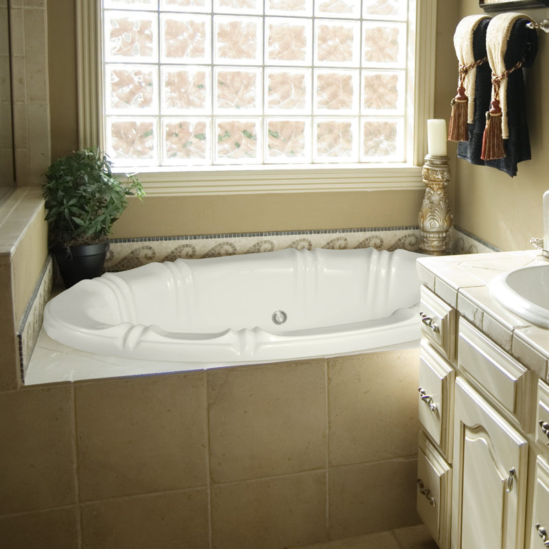 Designer Alyssa 78" x 48" Drop in Whirlpool Bathtub, White, Matte Black