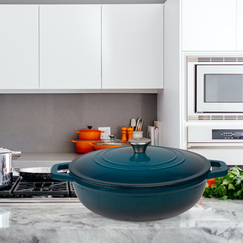 Dark Teal Enameled Cast Iron 5 Qt. Dutch Oven Braiser