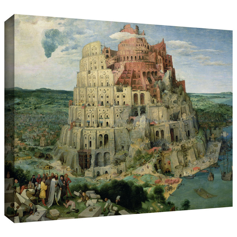 «Tower of Babel» par Peter Bruegel, reproduction d'art graphique sur toile, H 18 po x l 24 po