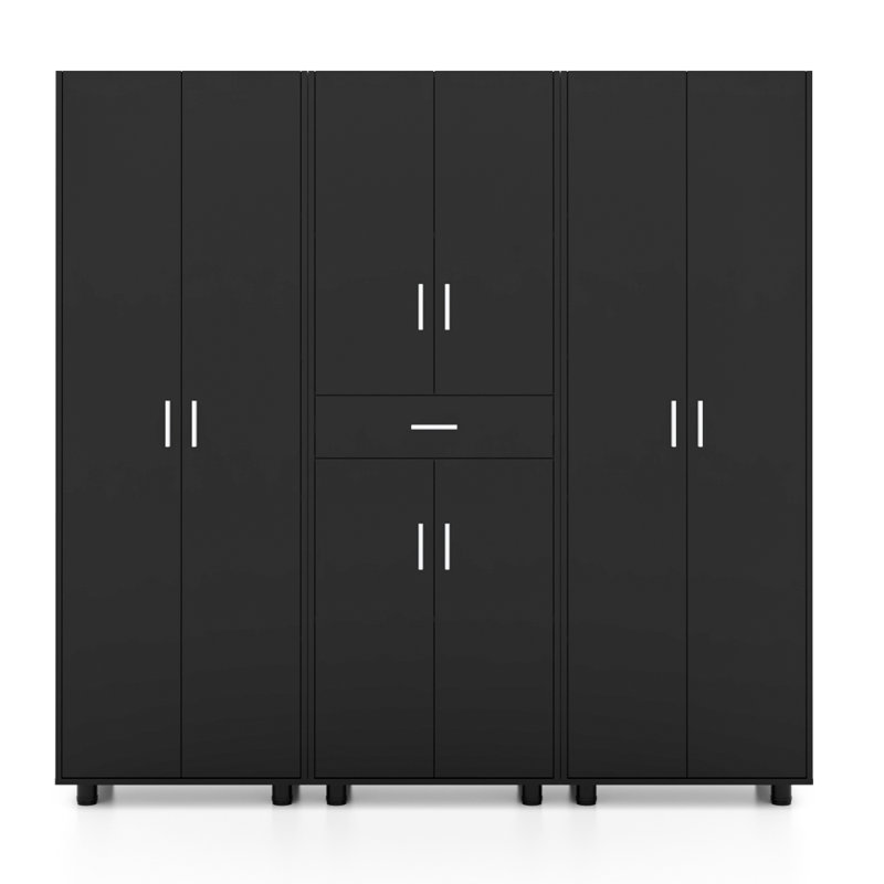 3-Piece Garage Storage Cabinet System Set, Black