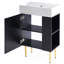 Meuble-lavabo noir 21,6 po, armoire combinée, meuble de rangement pour salle de bain, lavabo simple en céramique, rangement à droite-1831474065