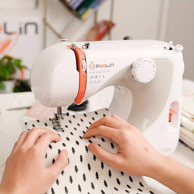 Machine à coudre POOLIN EOC565 - 26 points, longueur de point réglable, avec accessoires complets et pédale, 5 pieds-de-biche inclus, machine à coudre facile à utiliser pour les adultes, cadeau d'Halloween et de Noël