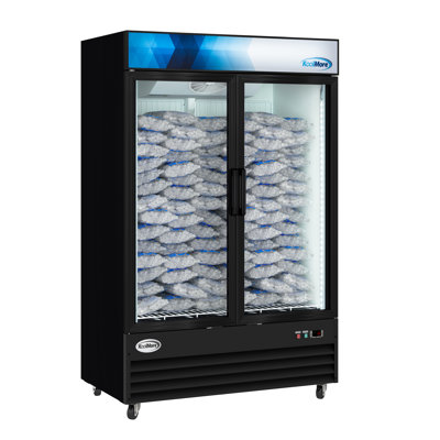 53 po 42 po Congélateur commercial noir à deux portes en verre pour glaçons (km-IM53-2GD)