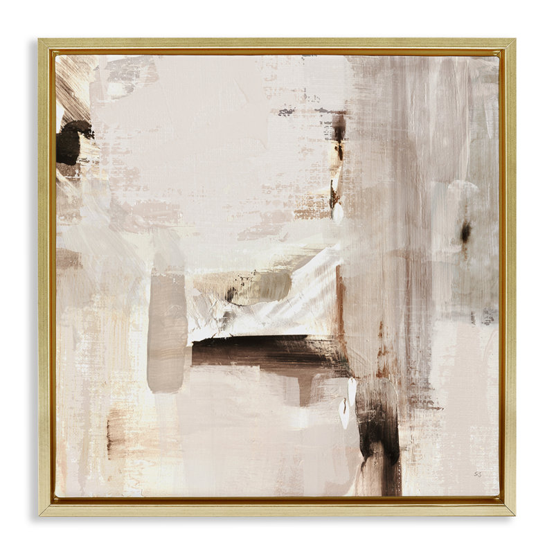  «Neutral Tone Abstraction», art mural encadré flottant par Susan Jill, H 25 po x l 25 po, Or