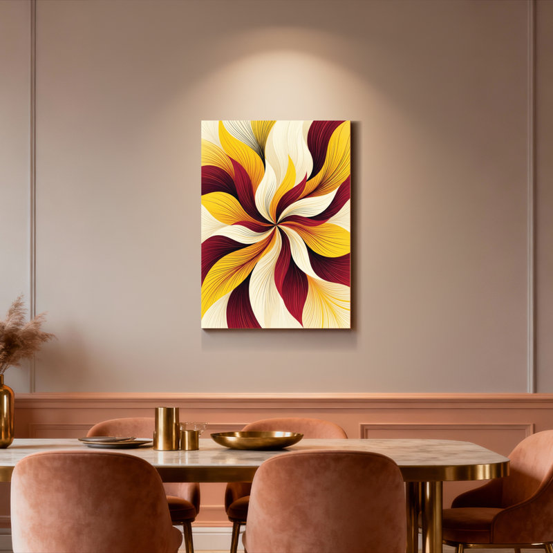 Ensemble de 1 tableau sur toile à motif floral abstrait, H 36 po x l 24 po