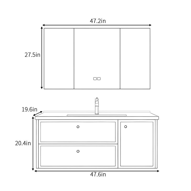 Armoire de salle de bain de style minimaliste rétro français
