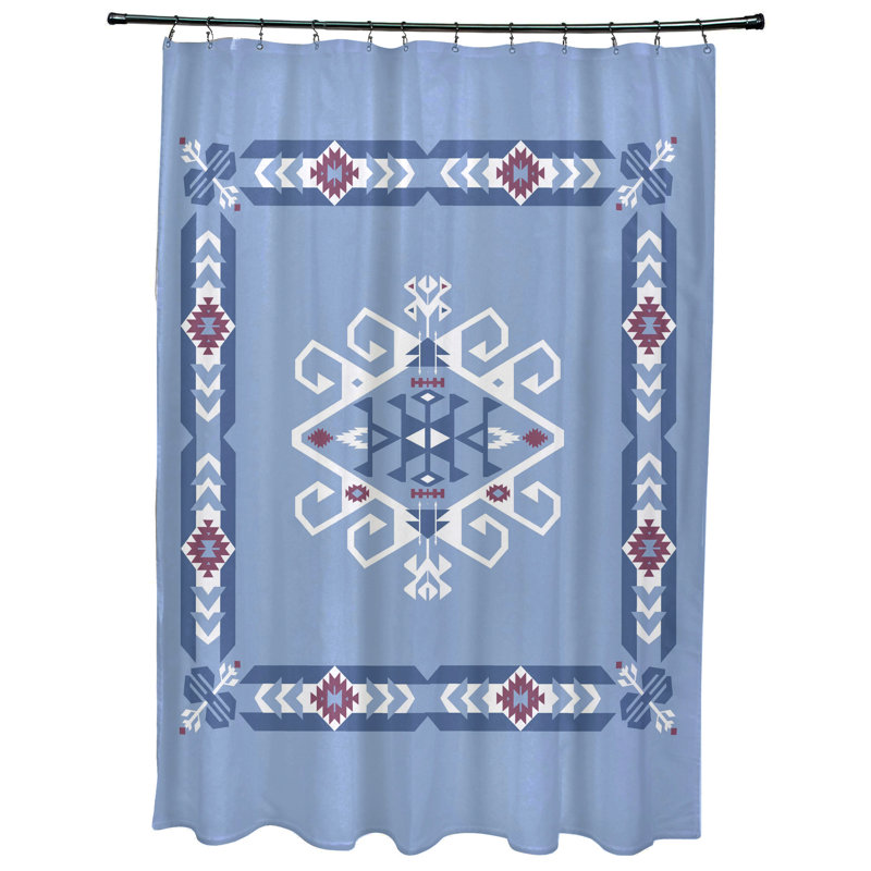 Alfreda Geometric Shower Curtain, Blue