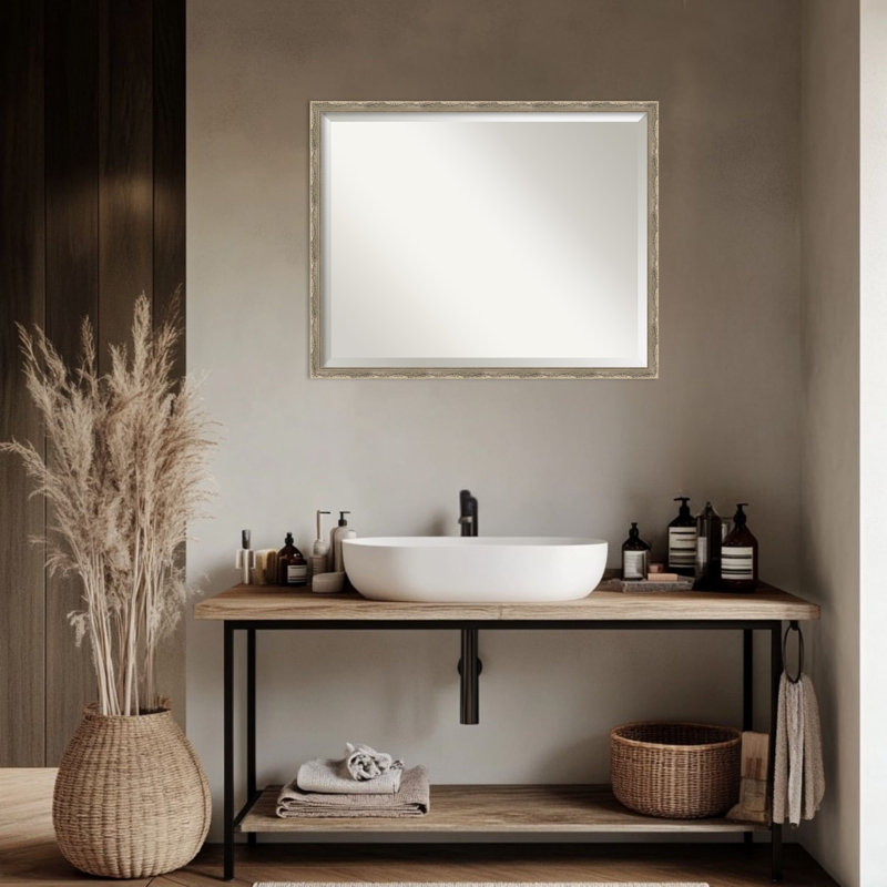 Miroir mural de salle de bain Mila, 23,5 po x 29,5 po, Argent foncé