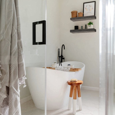 Ensemble de 2 tablettes de salle de bain pour tablettes murales flottantes pour salle de bain