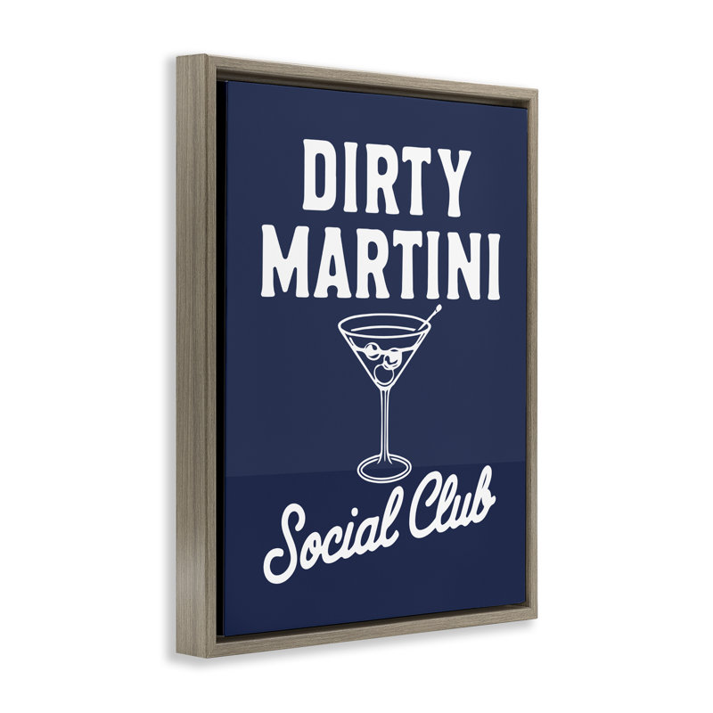 Cadre flottant rétro rétro club Martini, design par lettré et doublé, 21 x 17, Montalcino Elm Floater Framed