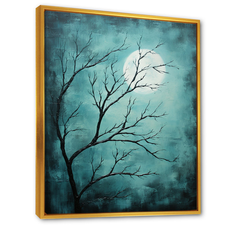 «Blue Moon Tranquility II - Moon», art mural sur toile, H 40 po x l 30 po x P 1,5 po, Cadre flottant doré