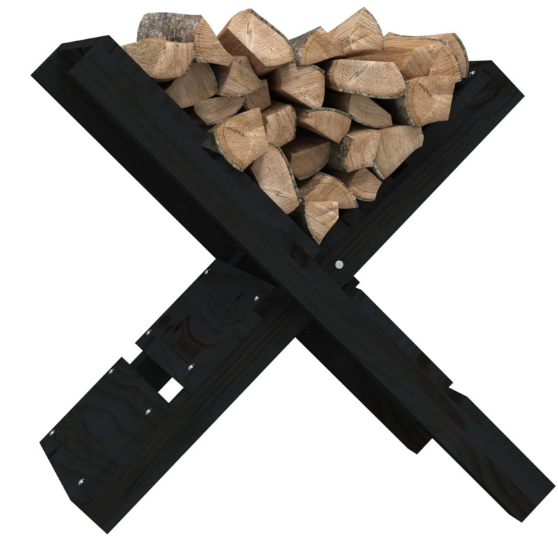 47cm W Solid Wood Log Rack, Black