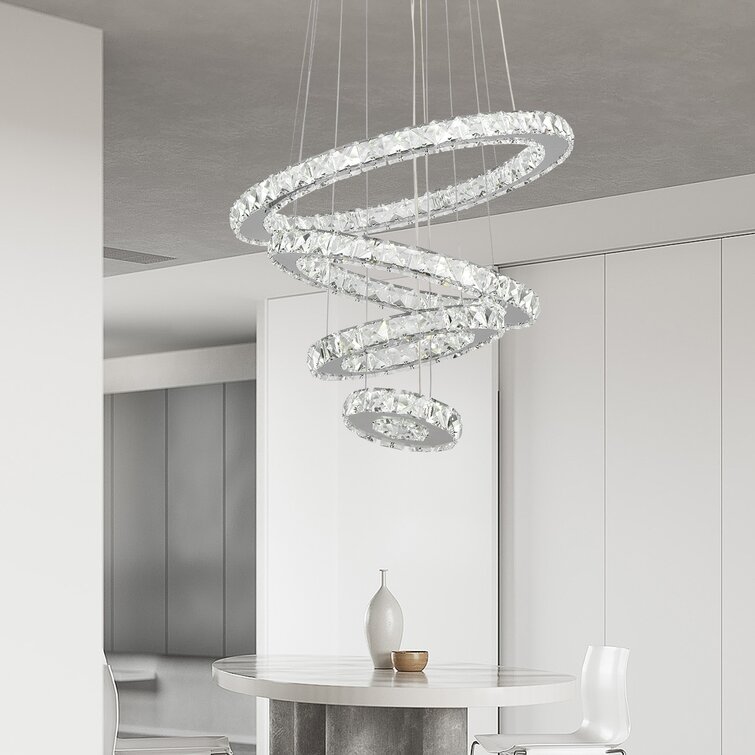 Ariabella 4 - Light Glass Dimmable LED Geometric Chandelier
