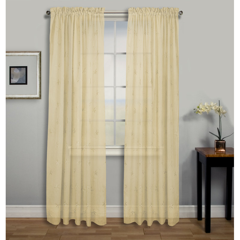 Elland Semi Sheer Curtain Single Panel, Custard, 52" x 84"