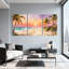 Palmiers, coucher de soleil tropical, plage, palmiers, ensemble de 3 impressions sur toile-510682038