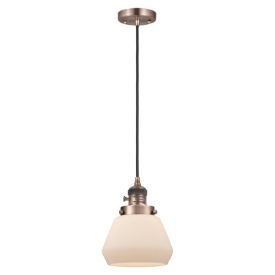 Franklin Restoration - Elim - 1 Light 7" Cord Hung Mini Pendant - On-Off Turn Switch - LED Bulb