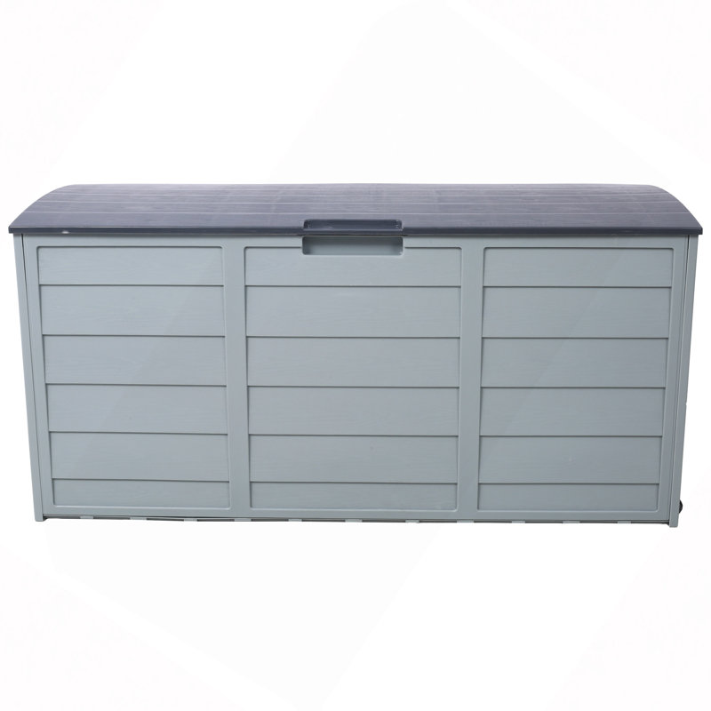 All Weather UV Pool Deck Box Storage Shed Bin Backyard Patio Outdoor/Patio With Wheel,75 Gallon Resin Deck Box-Organization And Storage For Patio Furniture Outdoor/Patio Cushions,Garden Tools And Pool Toys