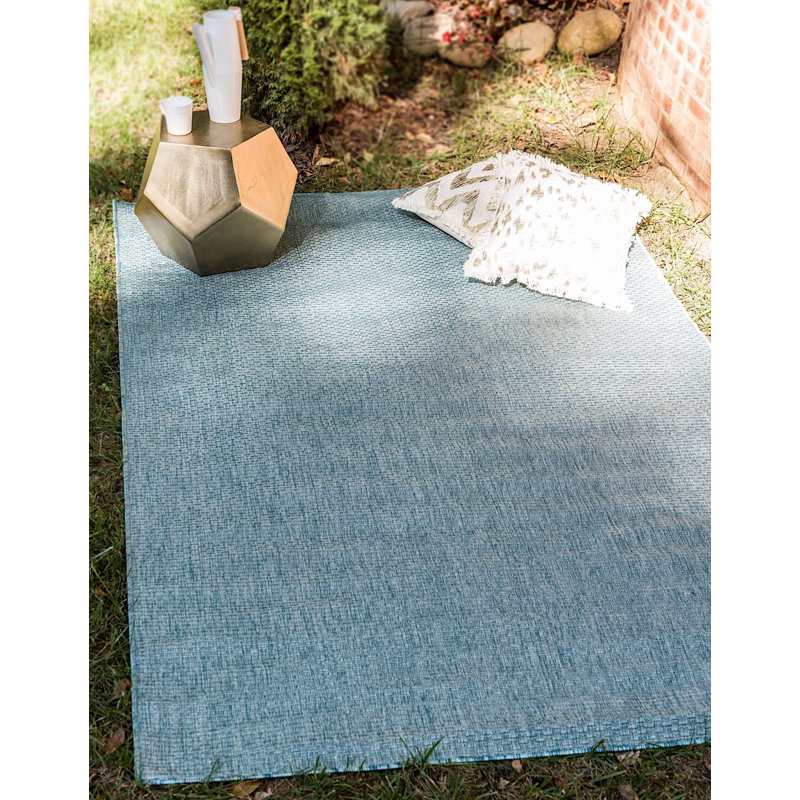 Avaughn Indoor/Outdoor Area Rug, Aqua , Rectangle 9' x 12'2"