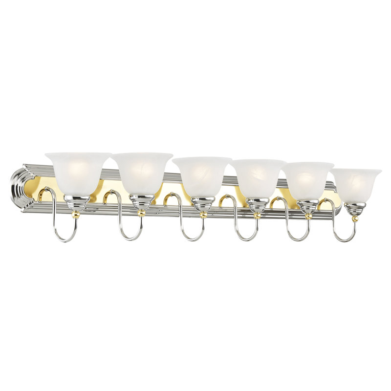Belmont 6 - Light Dimmable Vanity Light, Chrome/Polished Brass Accents