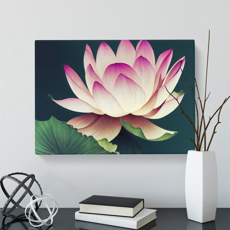 Cute Lotus Flower - Wrapped Canvas, 40cm H x 60cm W x 3cm D