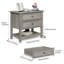  Table de chevet moderne 2 tiroirs l 26,7 po avec station de charge et tablette ouverte (ensemble de 2)-517673107