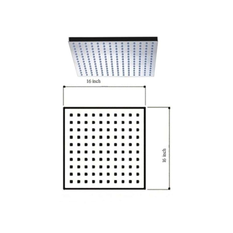 Modern 16" Stainless Steel LED Rain Shower Head – BathSelect, Ceiling Mounted, Color-Changing with Water Pressure Activation