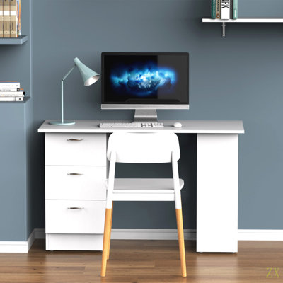 47" Modern Home Office Computer Desk Bookcase Combo Writing Table Workstation With 3 Drawer And Storage Shelf