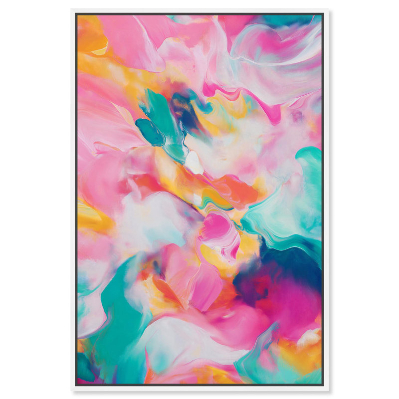 «Dancing Tones I» par Art Remedy, Cadre blanc, H 31 po x l 21 po x P 1,2 po