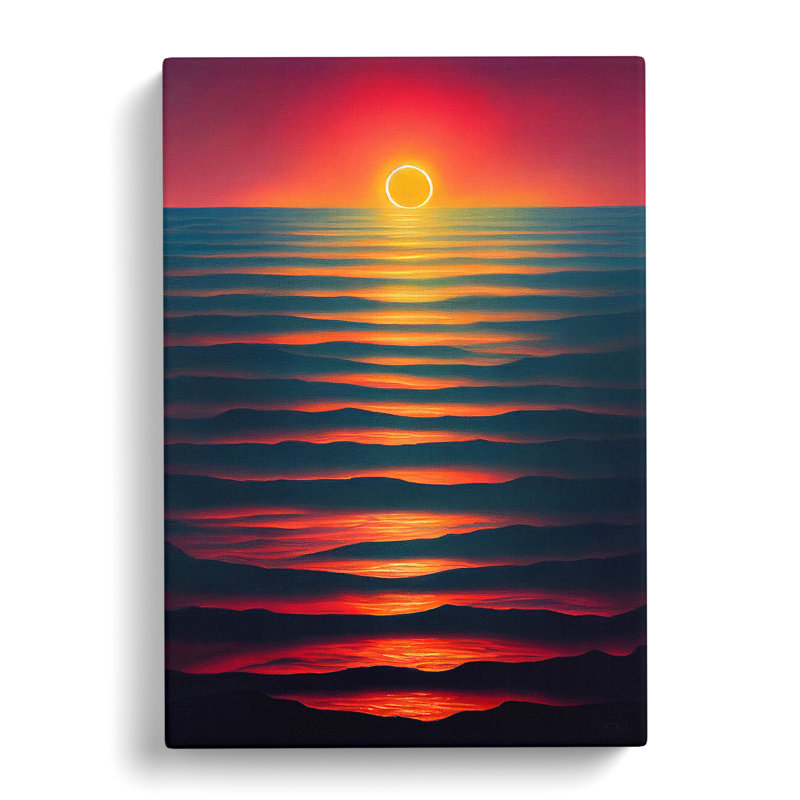 Vivid Ocean Sunset - Wall Art, Wrapped Canvas, 50cm H x 35cm W, No Matte