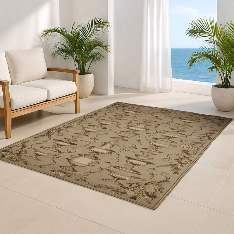 Tapis d'intérieur et d'extérieur brun français, Rectangulaire 3 pi x 5 pi