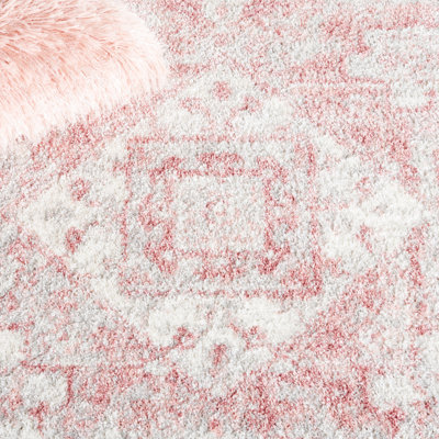 Tapis ivoire / gris / rose Lowrey