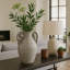 Grand vase de table rustique en terre cuite avec orbes sous les poignées - Vases contemporains pour fleurs et intérieurs décoratifs - 26 po, gris