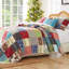 Ensemble de courtepointe 3 pièces pour grand lit Greenland Home Fashions Renee Upicyclette 90 x 90 + 20 x 26 (2)-126517976