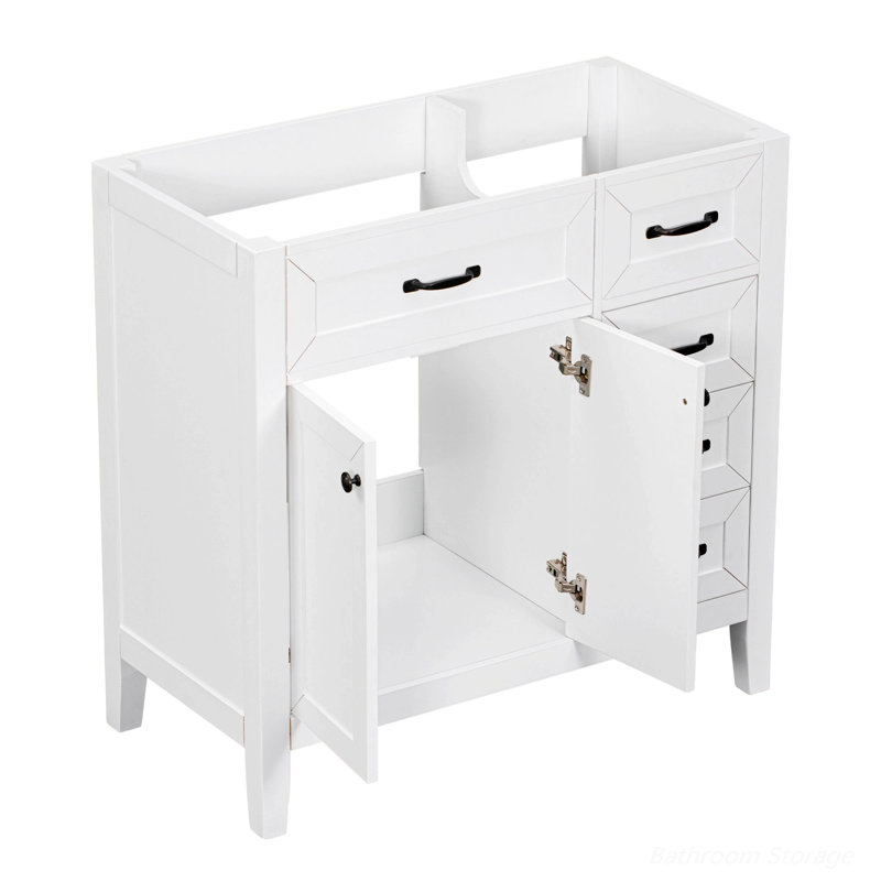 Armoire de salle de bain avec tiroirs, armoire à cadre en bois