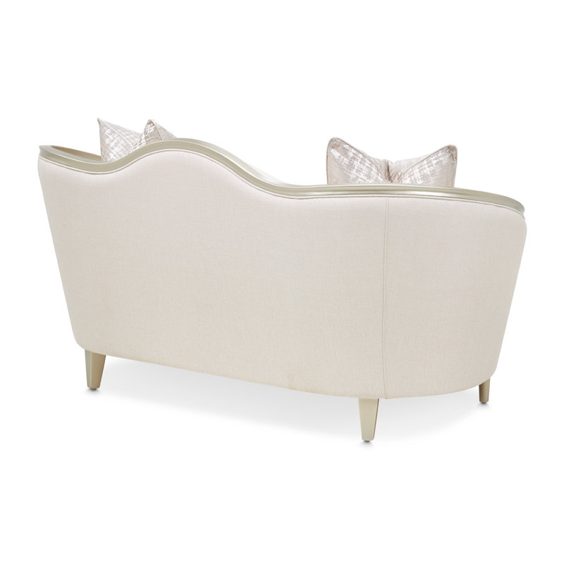 Villa Cherie 71'' Round Arm Loveseat, Pearl 100% Polyester