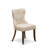 7 Piece Dining Table Set Consist of a Rectangle Dinner Table with Butterfly Leaf and 6 Light Tan Linen Fabric Parson Chairs, Antique Walnut-372388838