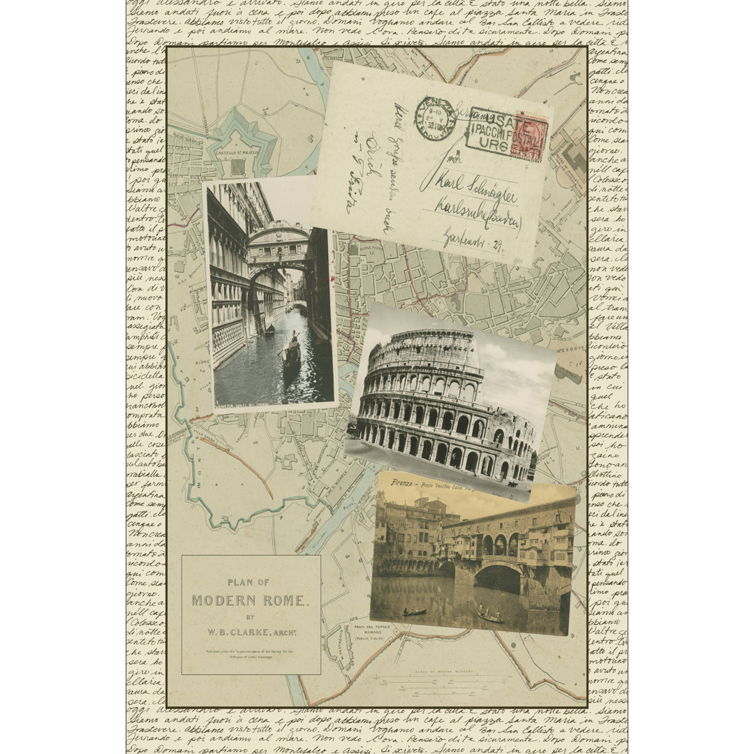 Leinwandbild Vintage Map Of Rome