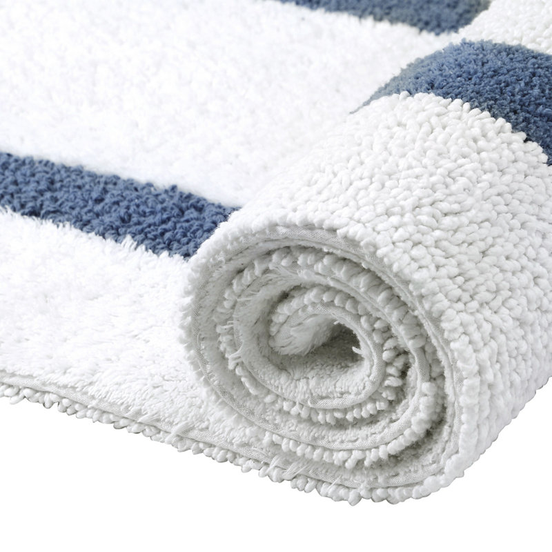 Broshous Premium 100% Cotton 2 Piece Bath Rug Sets with Race Track Pattern, Machine Washable, Super Absorbent & Tufted Weave Reversible Bath Mat for Bathroom