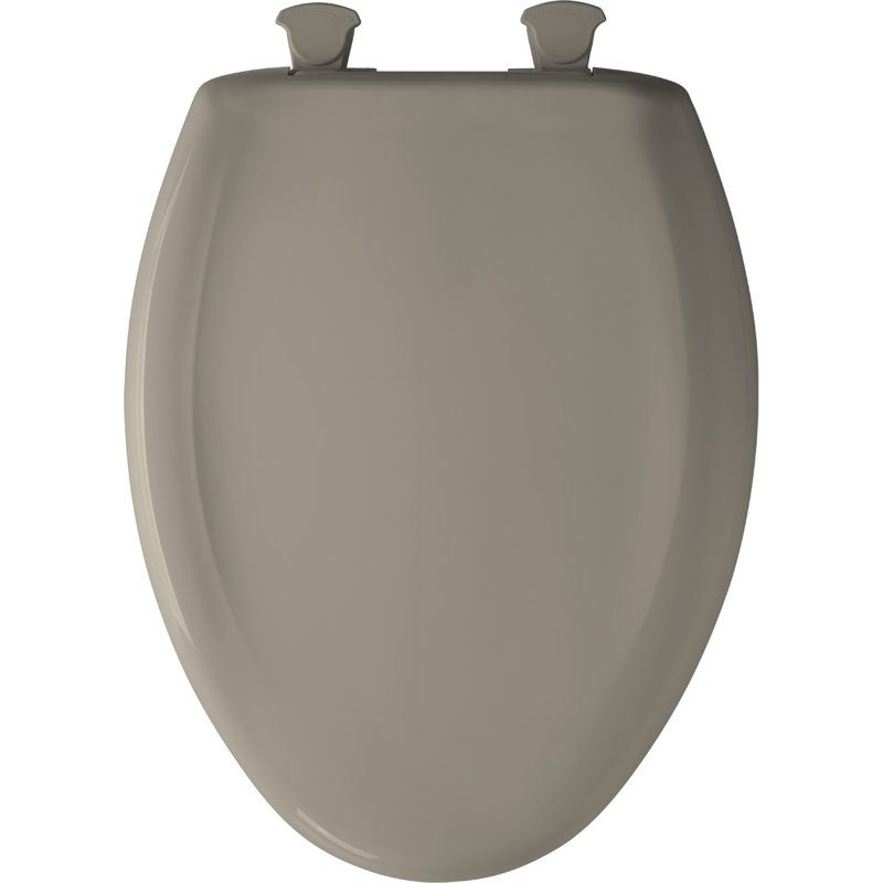 Siège de toilette allongé en plastique, Beige faon