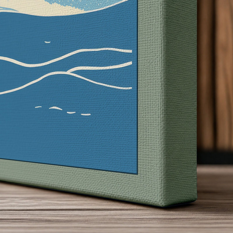 Breaching Whale Coastal - Wrapped Canvas, 18x12 - 45.7 x 30.5 cm, Sage Border