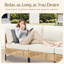 Canapé d'angle de patio avec coussins beiges, résistant aux intempéries, housse amovible, douce et épaisse, design modulaire pour différentes configurations extérieures, design naturel et tissé à la main, personnalisable, tous usages, espaces à l'élégance rustique