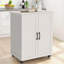 Îlot de cuisine sur roulettes avec chariot de rangement pour armoire de cuisine, petits îlots portatifs pour la cuisine, buffet pour armoire à café avec portes de grange et roulettes pour salle à manger