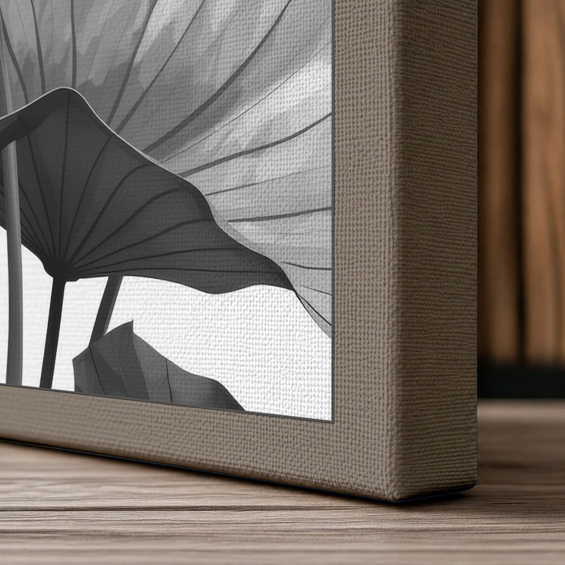 Lotus in Bloom Botanical - Wrapped Canvas, 18x12 - 45.7 x 30.5 cm, Taupe Border