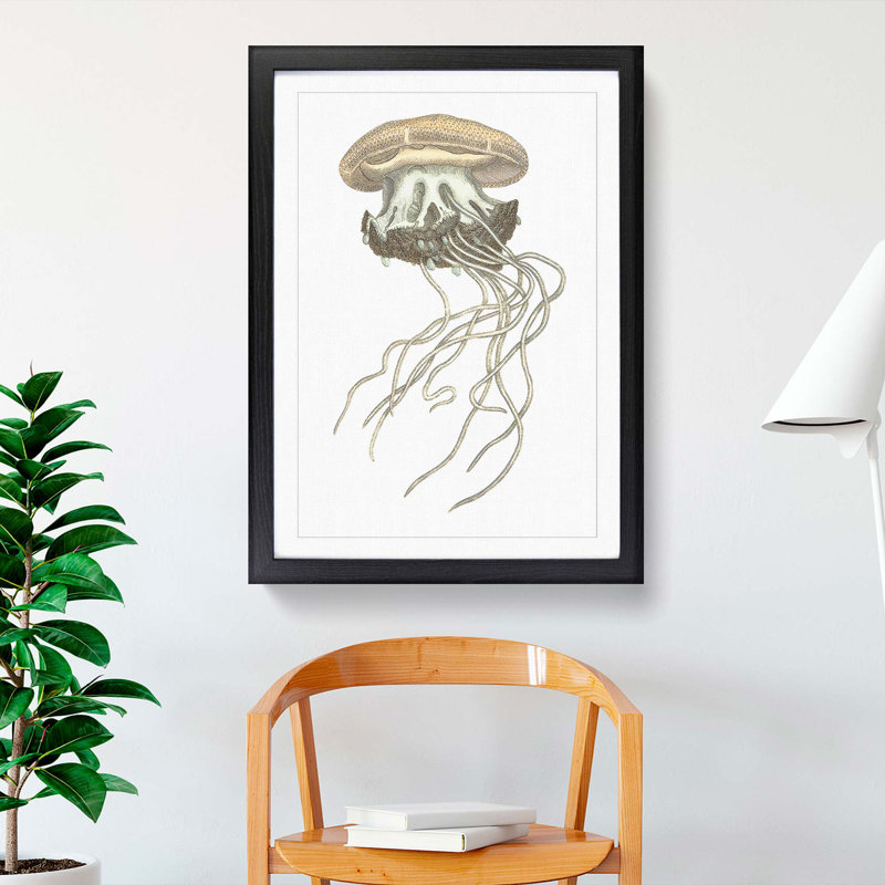 Crown Jellyfish by George Shaw - Picture Frame Painting Print, Black Framed, 36cm H x 27cm W x 2cm D