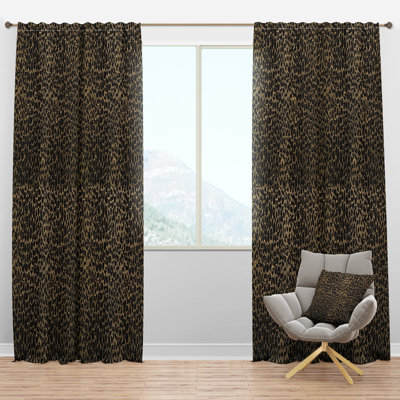 Rideaux semi-transparents avec passe-tringle semi-transparent en fourrure de léopard mid-century safari