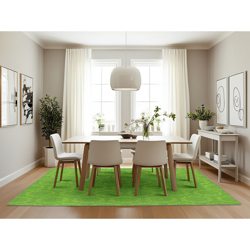 Tapis tissé à la machine vert, Rectangle 7 pi x 10 pi