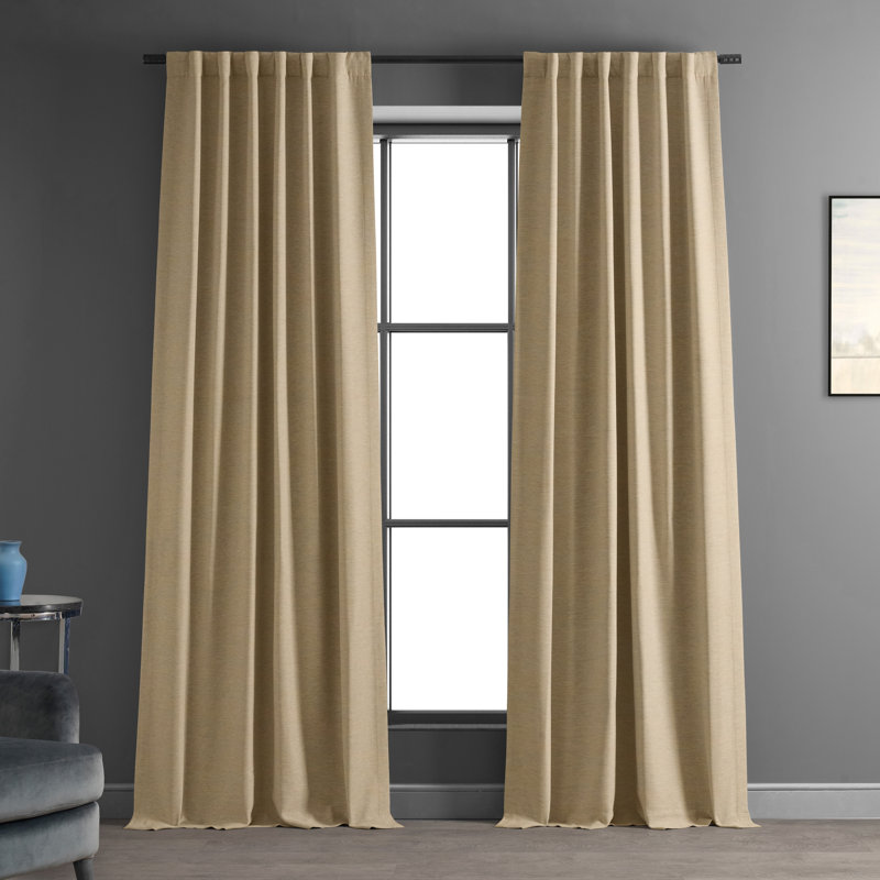 Rideaux obscurcissants en lin synthétique pour chambre et salon Bellino (1 panneau), Sand Sand, L 50 po x L 84 po