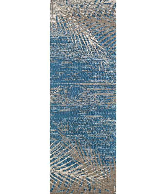 Waddington Floral Palms Ocean Blue Indoor Outdoor Runner Rug, Runner 2'3" x 11'9"
