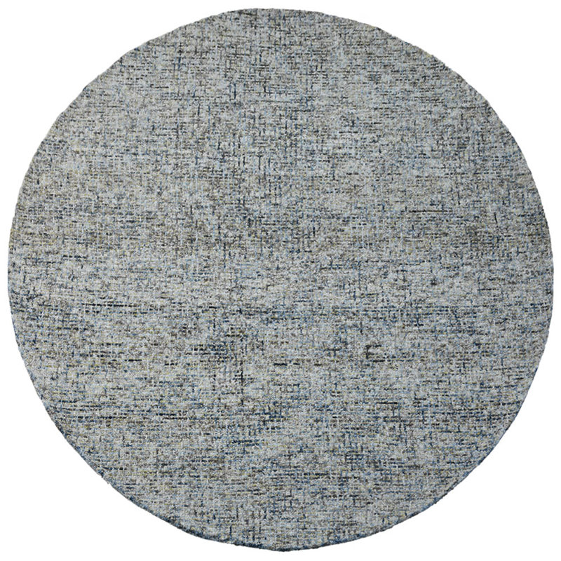 Tapis intérieur clair uni fait à la main 100% laine vert clair touffeté à la main, Rond 8 pi x 8 pi